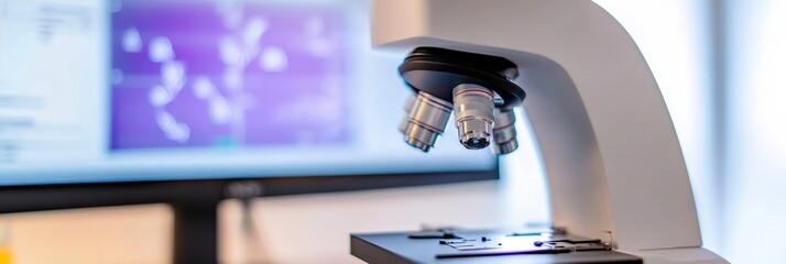 Fototapete - Cutting-Edge Digital Microscopy High-Tech Laboratory Equipment and Data Displays - Revolutionizing Medical Research and Analysis in Healthcare Technology