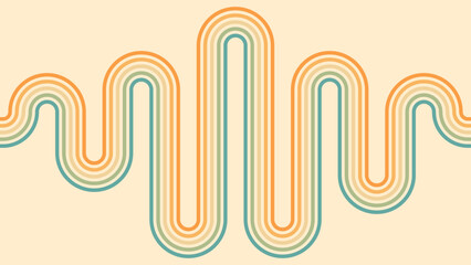 Wall Mural - abstract background of rainbow groovy wavy line design in 1970s hippie retro style. vector pattern r
