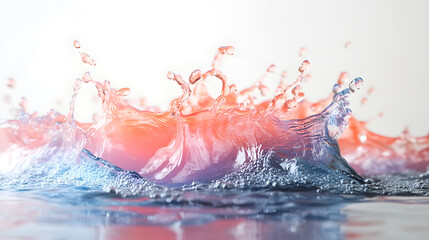Fototapete - Stunning abstract image of colorful water droplets and splashes in dynamic motion creating a captivating and visual effect on a clean light background  This premium photo showcases the natural beauty