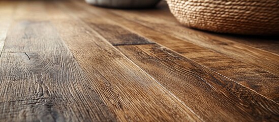 Wall Mural - Rustic wooden floor texture with natural grain and imperfections ideal for backgrounds, home decor, and design projects.