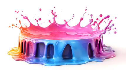 Poster - Vibrant and Colorful Liquid Paint Splash with Dynamic Movement and Abstract Expression  Explosion of Aqua Ink and Dye Blend Dynamically on White Background