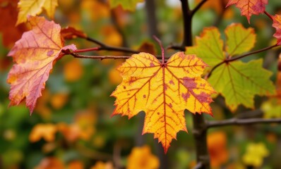 Canvas Print - Vibrant autumn leaves in warm hues