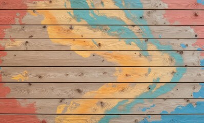 Sticker - Colorful abstract painted wooden background