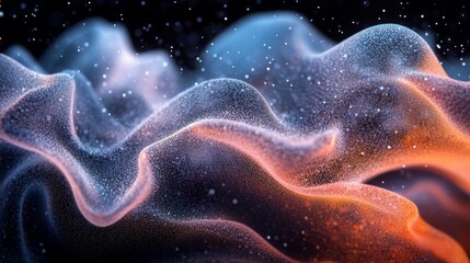 Wall Mural - a detailed shot of fine particles gently floating in the air, forming intricate patterns against a d