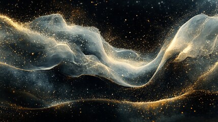 Wall Mural - a dreamy scene of tiny particles forming abstract patterns in the air, creating a magical effect aga