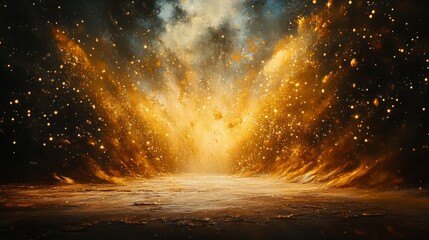 Wall Mural - a dreamy scene of tiny particles suspended in the air, creating an ethereal effect against a dark ba