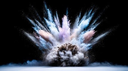 Wall Mural - Colorful Powder Explosion Against Black Background