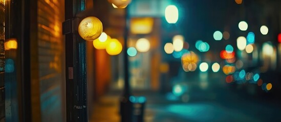 Wall Mural - bokeh effect of street lights at night with soft focus and vibrant colors