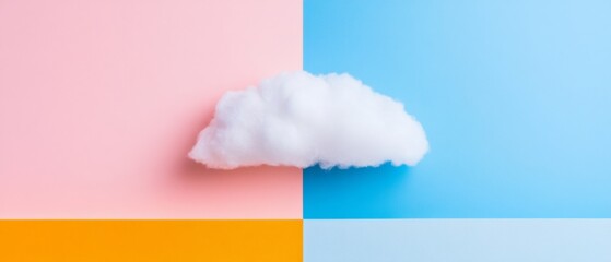 Aufkleber - Cloud Computing Aesthetic Fluffy Cotton Cloud Installation on Pastel Gradient Background - Innovative IT Infrastructure and Digital Design Inspiration