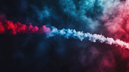 Wall Mural - Abstract Smoke Trails in Red and Blue Demonstrating Dynamic Aviation Imagery with Dramatic Color Contrast and Fluid Motion