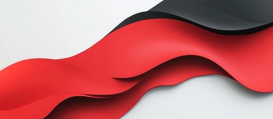 Wall Mural - Dynamic Red and Black Fluid Abstract Wave Background with Space for Text and Design Elements