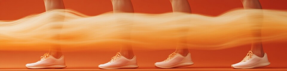 Aufkleber - Dynamic Motion Footwear Display Sleek Athletic Trainers on Vibrant Track, Capturing Teamwork - Fitness Content and Youth Motivation for Sports Branding