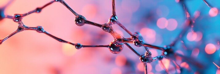 Poster - Futuristic Neon Network Metallic Node Structures on Gradient Background - Tech Content and Digital Marketing for Decentralized Computing Efficiency