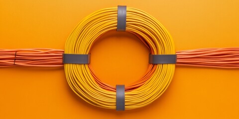 Fototapete - Contemporary Tech Design Vibrant Cable Arrangement on Textured Surface - Enterprise Networking Solutions and Modern Computing Infrastructure Aesthetic