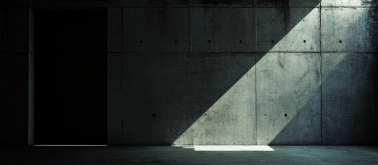 Poster - Dark concrete wall with low light and contrasting shadow for dramatic background and design elements