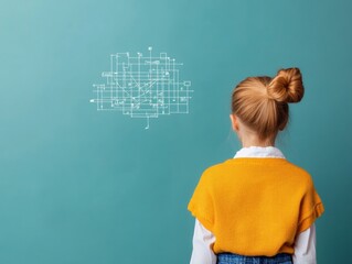 Aufkleber - Scandi-Inspired Tech Integration Youth Engages with STEM on Vibrant Chalkboard - Enhancing Modern Classrooms for Dynamic Learning Experiences