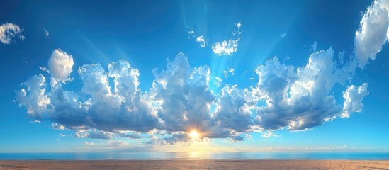 Sticker - Majestic cloudscape with hazy high clouds and vibrant azure sky during a late summer afternoon in Australia showcasing stunning natural beauty