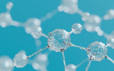 abstract molecular structure, scientific background, light blue