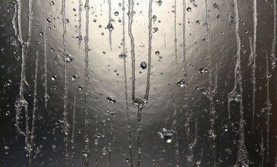 Wall Mural - Water droplets on a metallic surface