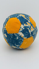 Wall Mural - Blue and Yellow Soccer Ball with Abstract Design