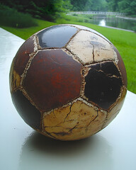 Wall Mural - Worn and Cracked Vintage Soccer Ball