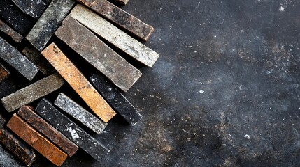Leinwandbilder - Arrangement of rustic stones placed on a dark textured surface : Generative AI