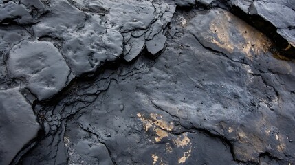 Aufkleber - Detailed texture of hardened black volcanic rock with a rugged surface and rich colors : Generative AI