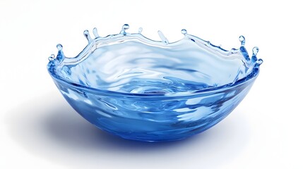 Leinwandbilder - Elegant splash of refreshing blue water droplets in dynamic motion creating a beautiful transparent and tranquil visual effect