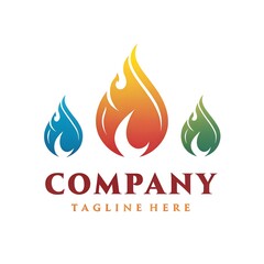 Wall Mural - Fire flame, Oil, gas and energy logo design