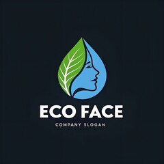 Wall Mural - Face with leaf beauty logo design