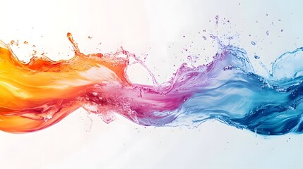 Aufkleber - Vibrant Fluid Motion Abstract with Splash of Colorful Paints   Dynamic and Captivating Digital Artwork Representing Energy Flow and Experimental Visuals