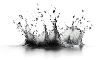 Leinwandbilder - Vibrant water splash and droplet burst creating dynamic movement and energy against a clean white background  This abstract image showcases the natural force and fluid motion of water in a style