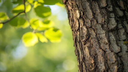 Poster - Detailed closeup of a tree bark showing texture and nature's beauty in a vibrant environment : Generative AI
