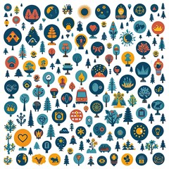 colorful icon set in a flat vector illustration for ui and app design