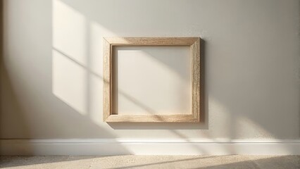 Empty Frame on Wall with Natural Light and Shadows in a Room