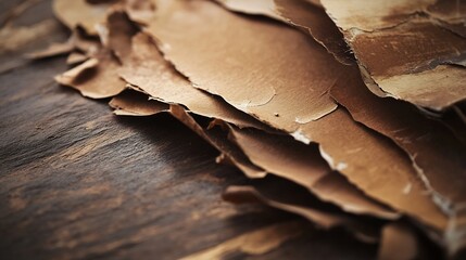 Poster - Close up of peeling bark texture creating an organic and natural aesthetic on a wooden surface : Generative AI