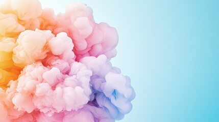 Wall Mural - Spray cloud subtle, Soft Pastel Smoke Clouds Blending on Light Blue Gradient Background in Dreamy Aesthetic Style