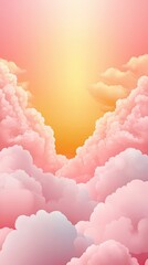 Wall Mural - spray cloud subtle, dreamy sunset view over soft pink clouds with warm light above calm horizon