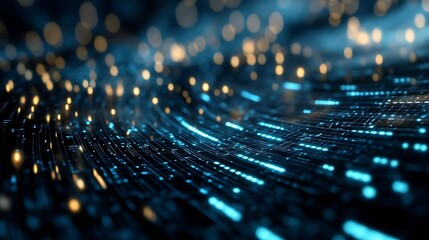 Leinwandbilder - Abstract Data Stream with Bright Lights and Digital Effects : Generative AI