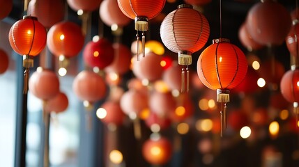 Poster - Festive Chinese Lanterns Hanging in a Warm Ambient Setting for Celebrations : Generative AI