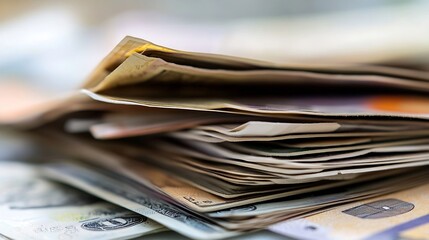 Poster - A detailed image of a messy stack of assorted banknotes representing currencies from around the world : Generative AI