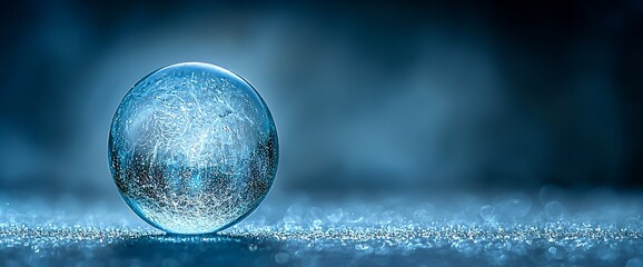 Canvas Print - Frozen orb on frosty surface, close-up, use for desktop background, winter theme