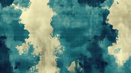 Poster - Elegant abstract watercolor texture with teal and beige artistic pattern