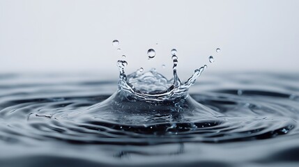 Poster - Captivating water droplet splash creating elegant intricate ripples and patterns on a smooth glossy surface  This dynamic