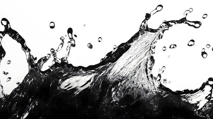 Poster - Powerful water splash captured in a dynamic black and white abstract composition featuring an explosive and energetic liquid movement with a sense of raw natural force and momentum