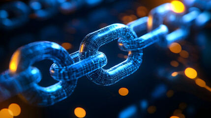 Leinwandbilder - Vibrant digital chain link with glowing futuristic design symbolizing the interconnectedness innovation and potential of modern technology computer science and digital communication networks