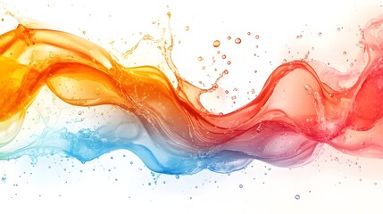 Fototapete - Vibrant Fluid Waves of Colorful Abstract Digital Art Motion Splash Design Background  Stunning and dynamic blend of vivid orange red
