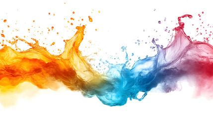 Poster - Vibrant Liquid Splash of Multicolored Paint in Dynamic Motion  Abstract backdrop with fluid shapes and colors in a state of energetic flux conveying a sense of creativity energy and visual impact
