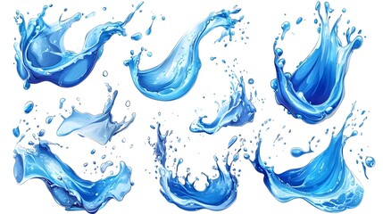 Aufkleber - Vivid Blue Splashing Water Liquid Burst Abstract Dynamic Motion Fluid Element Design Backdrop  Creative and experimental water splash wave and flow effects with a high energy turbulent