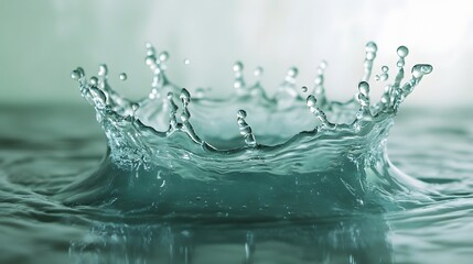 Aufkleber - Vivid splashing liquid droplet creating dynamic abstract ripple effect in serene blue green tinted natural environment  Smooth flowing water motion and textured surface with transparent refreshing